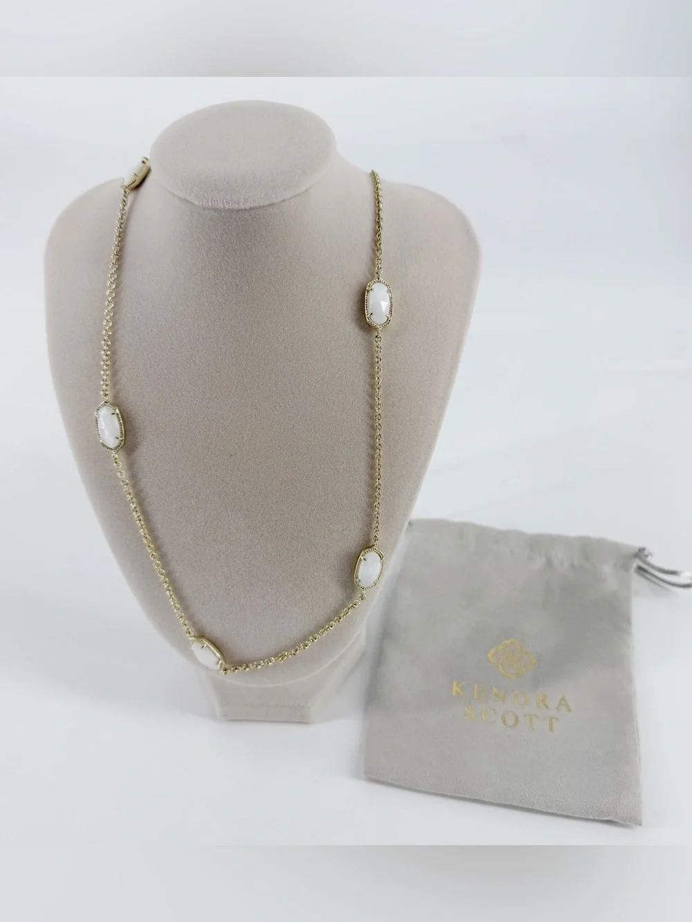 Kendra Scott Kellie Long Station Necklace Gold & Ivory Mother of Pearl